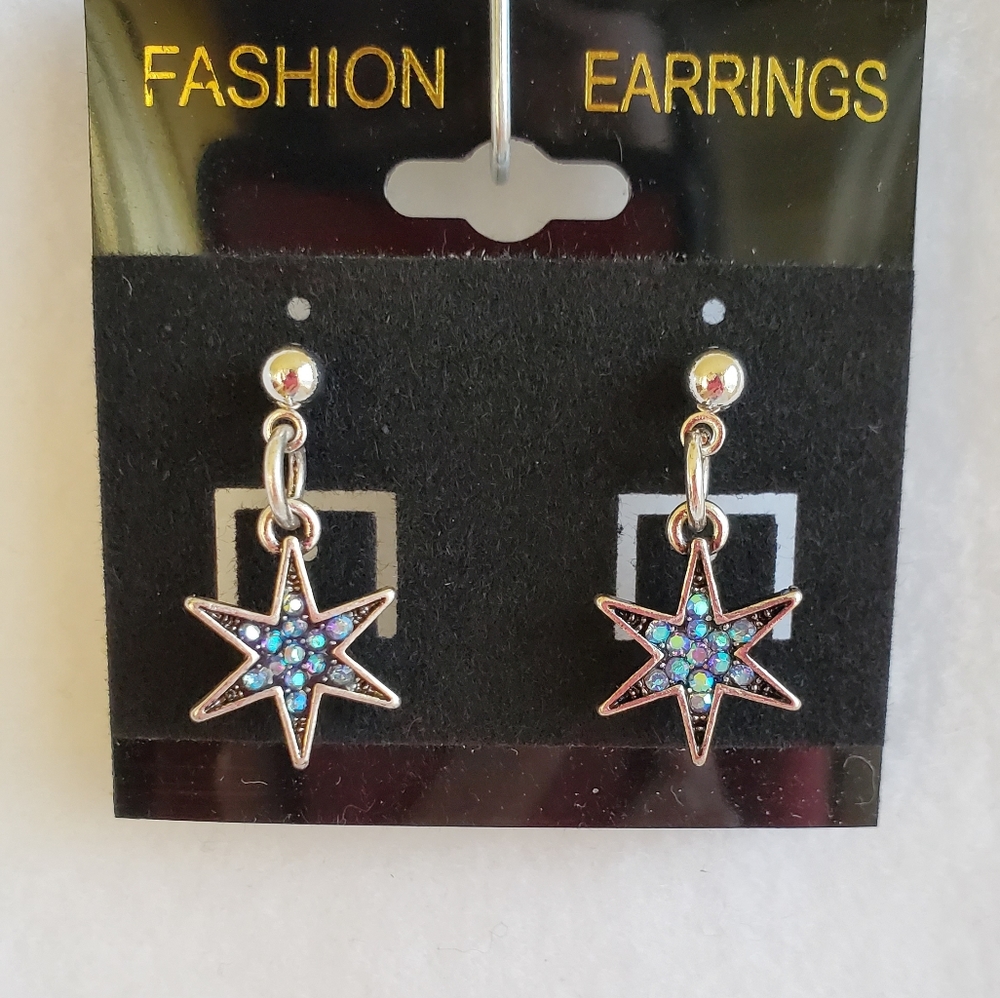 Womens rhinestone star post earrings